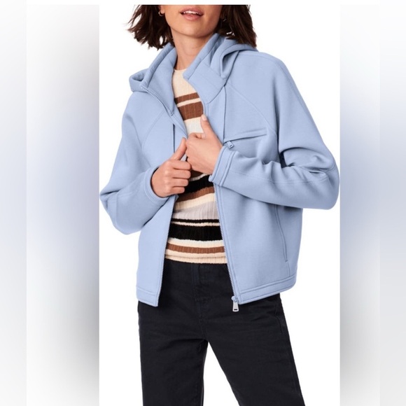Bernardo  On the Go Scuba Knit
Hooded Jacket. Sky Blue XS - Picture 1 of 7